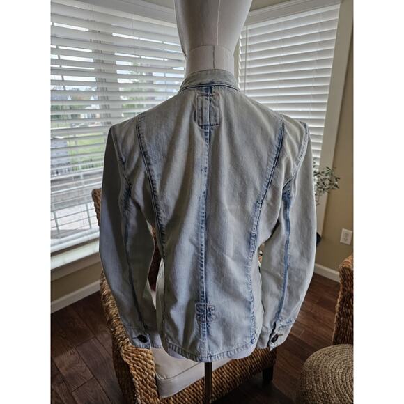 Marithe Francois Girbaud Denim Jean Jacket Women's Size M White Wash Y2K - Picture 5 of 13